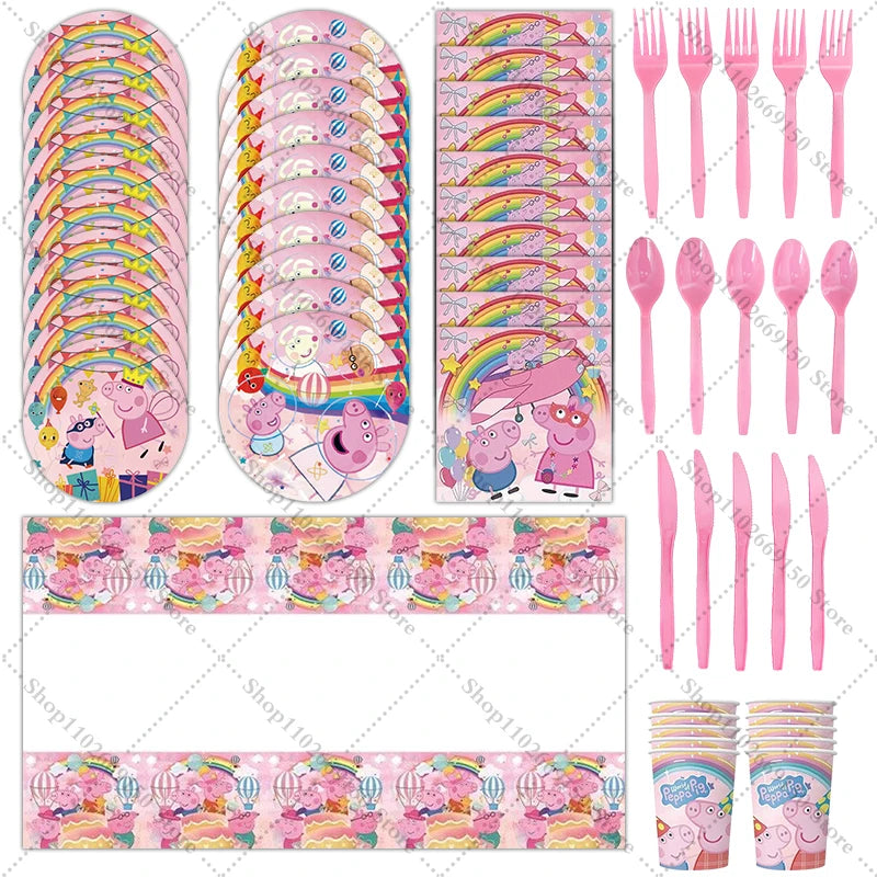 Kids Birthday Party Supplies Set, Character Tableware and Decor