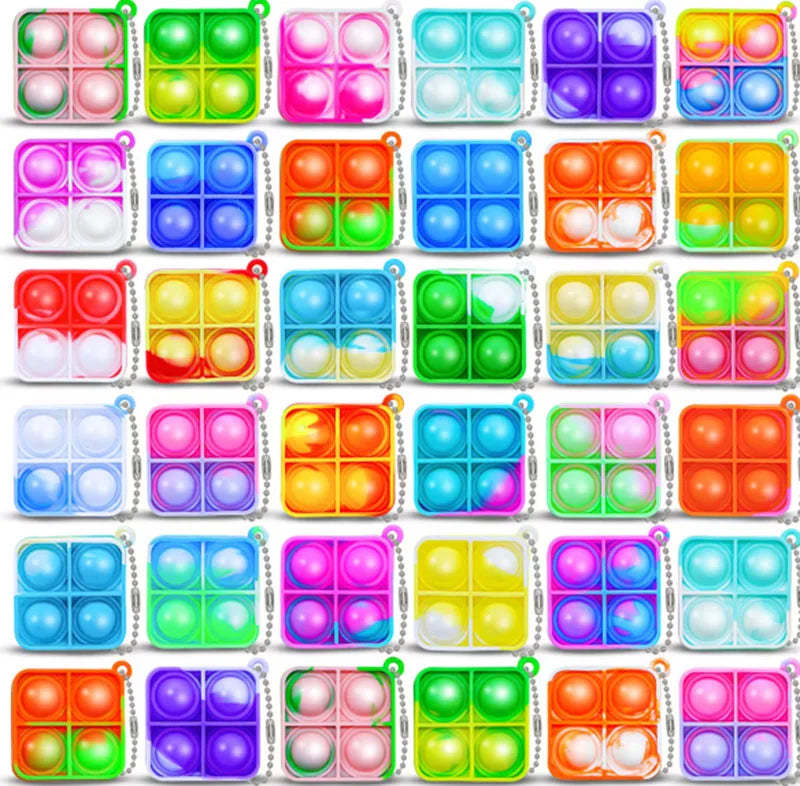 Mini Pop Fidget Keychain Toys, 20-Pack Sensory Toys for Kids