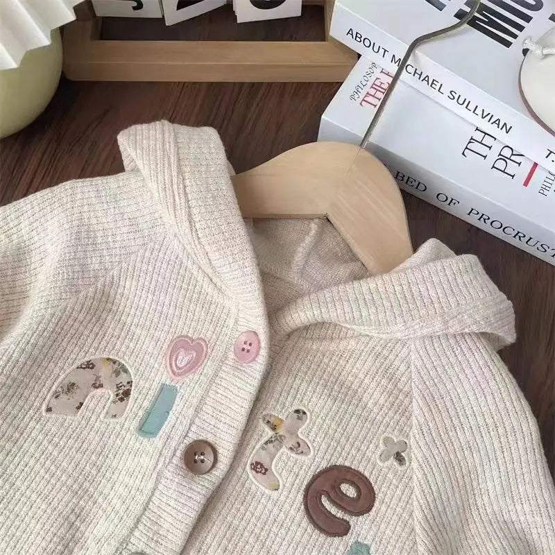 Baby Girl Knitted Cardigan, Warm Toddler Sweater Autumn Winter