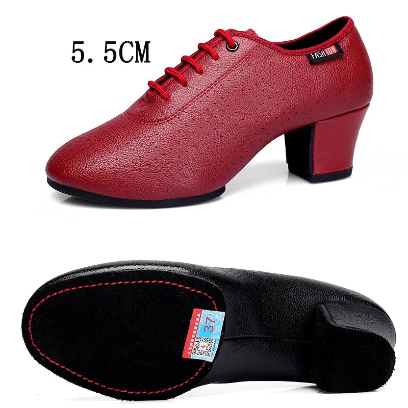 Women's Latin & Ballroom Dance Shoes 5.5cm Heel – Lace-Up, Indoor & Outdoor Sole, 6 Colours