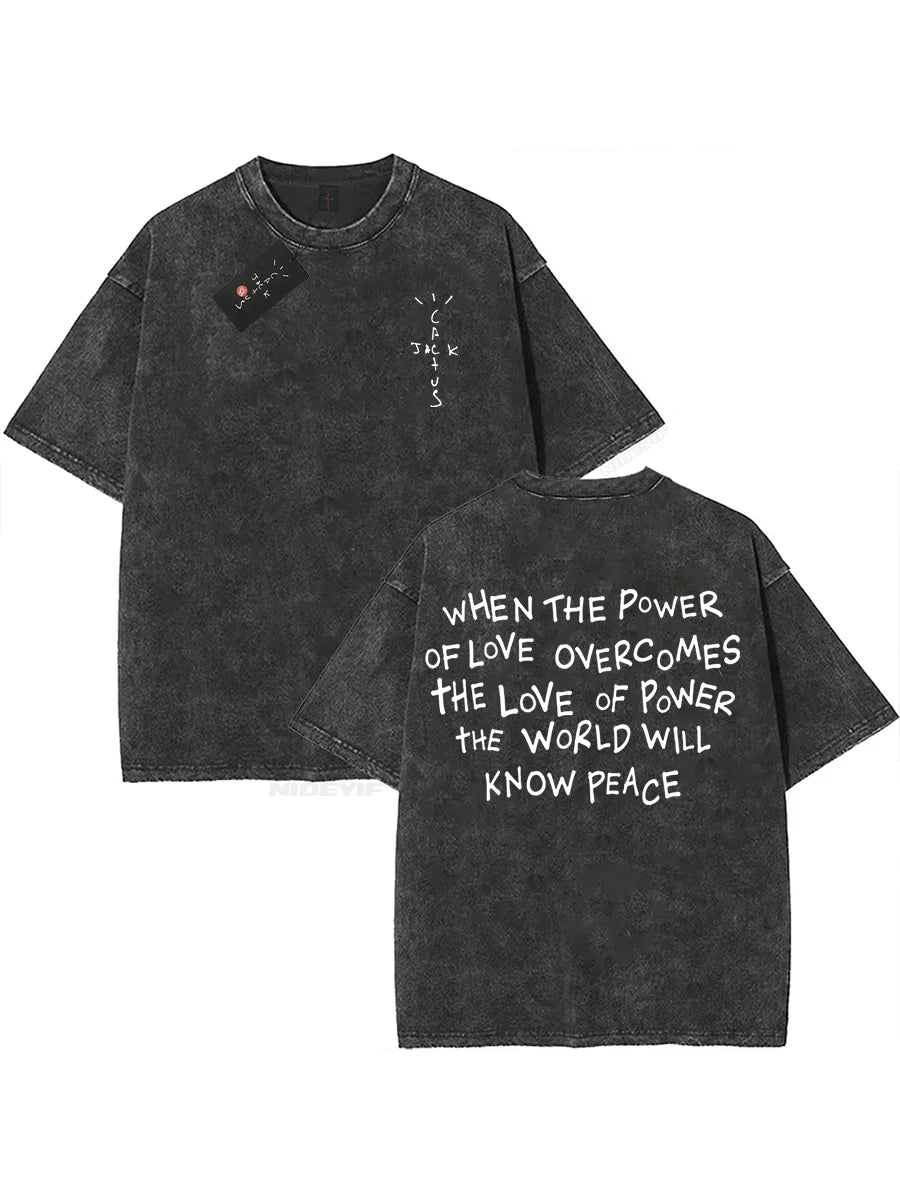 Oversized Cotton T-Shirt, Washed Streetwear Graphic Tee