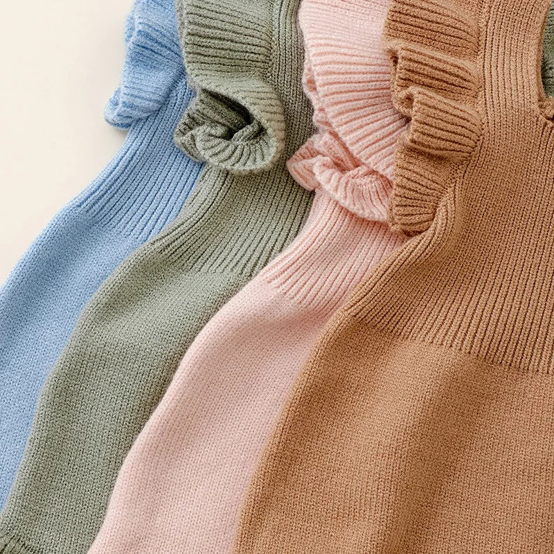Baby Girl Ruffle Sleeve Romper, Newborn Autumn Bodysuit