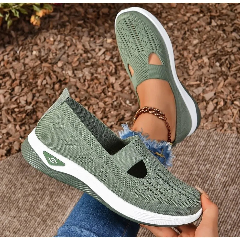 Women's Knitted Sneakers Breathable, Low-Top Casual Shoes