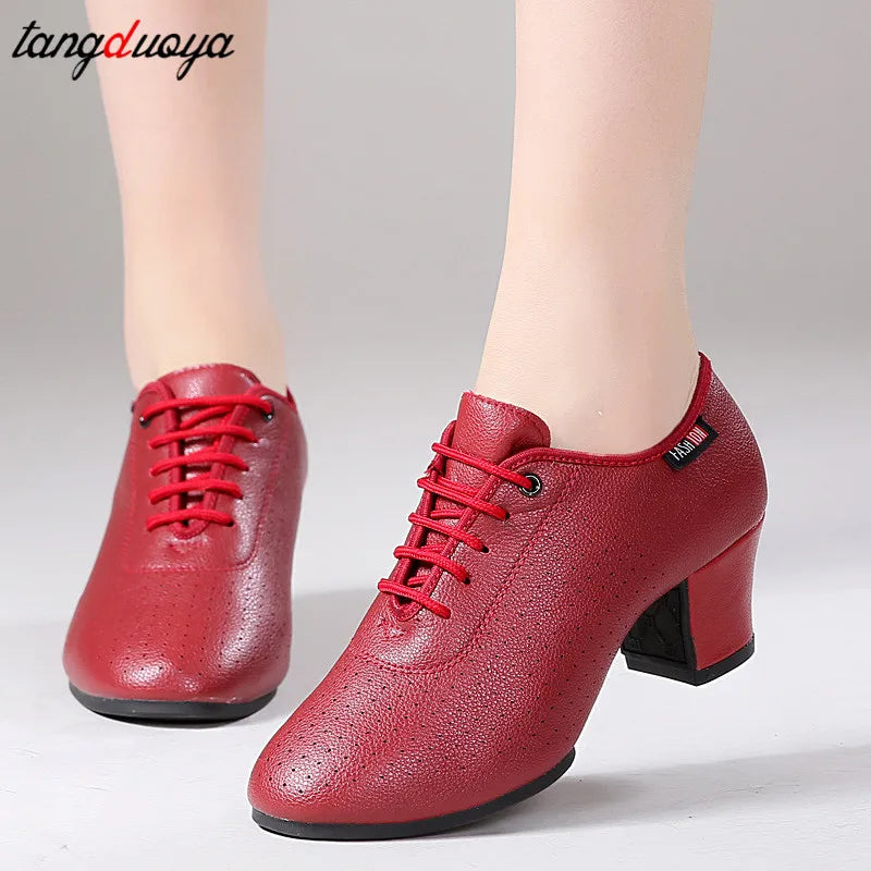 Women's Latin & Ballroom Dance Shoes 5.5cm Heel – Lace-Up, Indoor & Outdoor Sole, 6 Colours