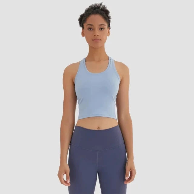Women's Quick-Dry Sports Crop Top for Gym Running & Yoga – Stretch Nylon, 8 Colours, S-XL