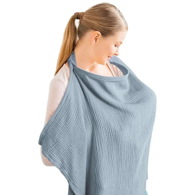 Nursing Cover Breathable Cotton Muslin, Breastfeeding Privacy Apron