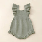 Baby Girl Ruffle Sleeve Romper, Newborn Autumn Bodysuit
