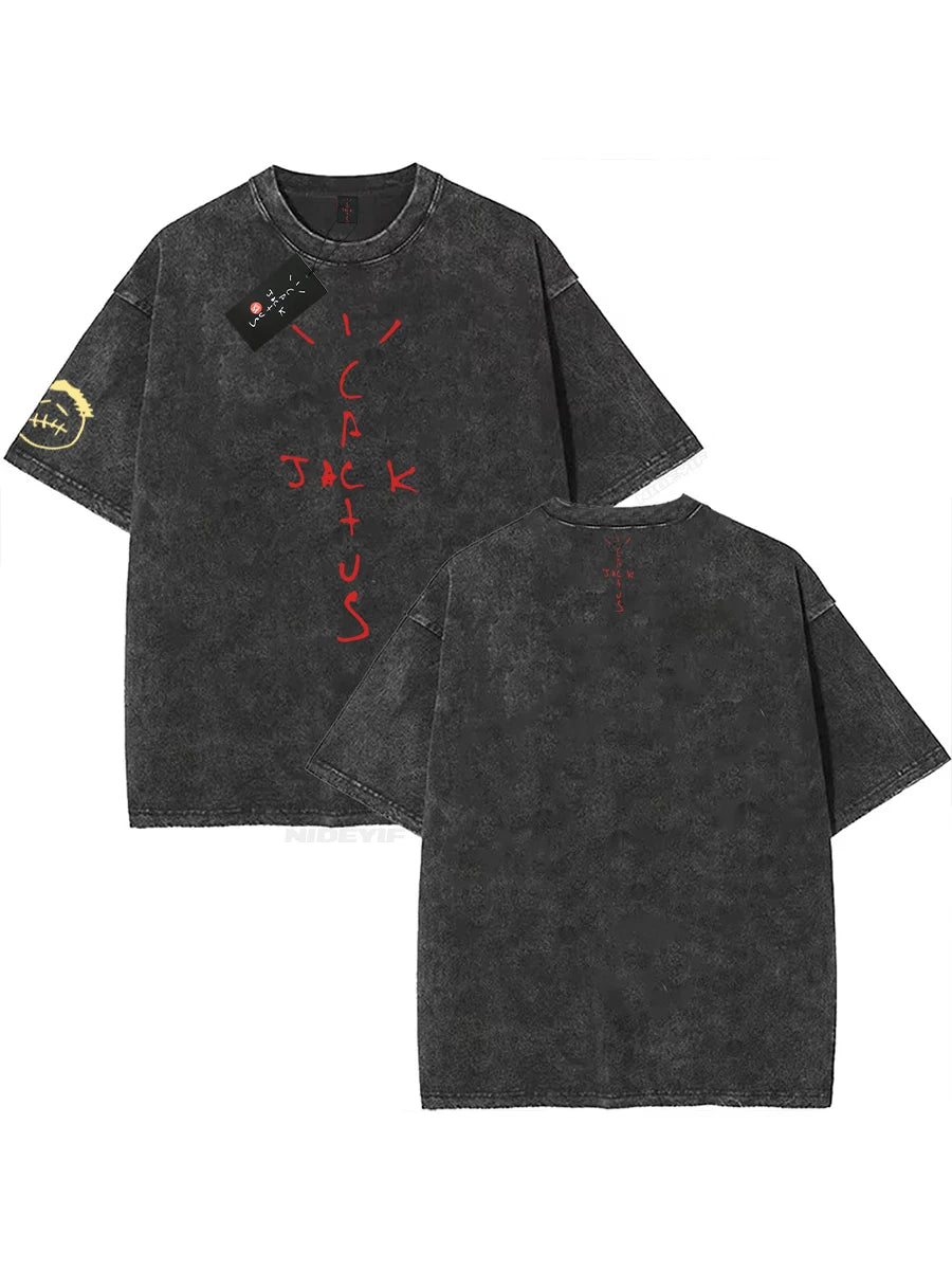 Oversized Cotton T-Shirt, Washed Streetwear Graphic Tee