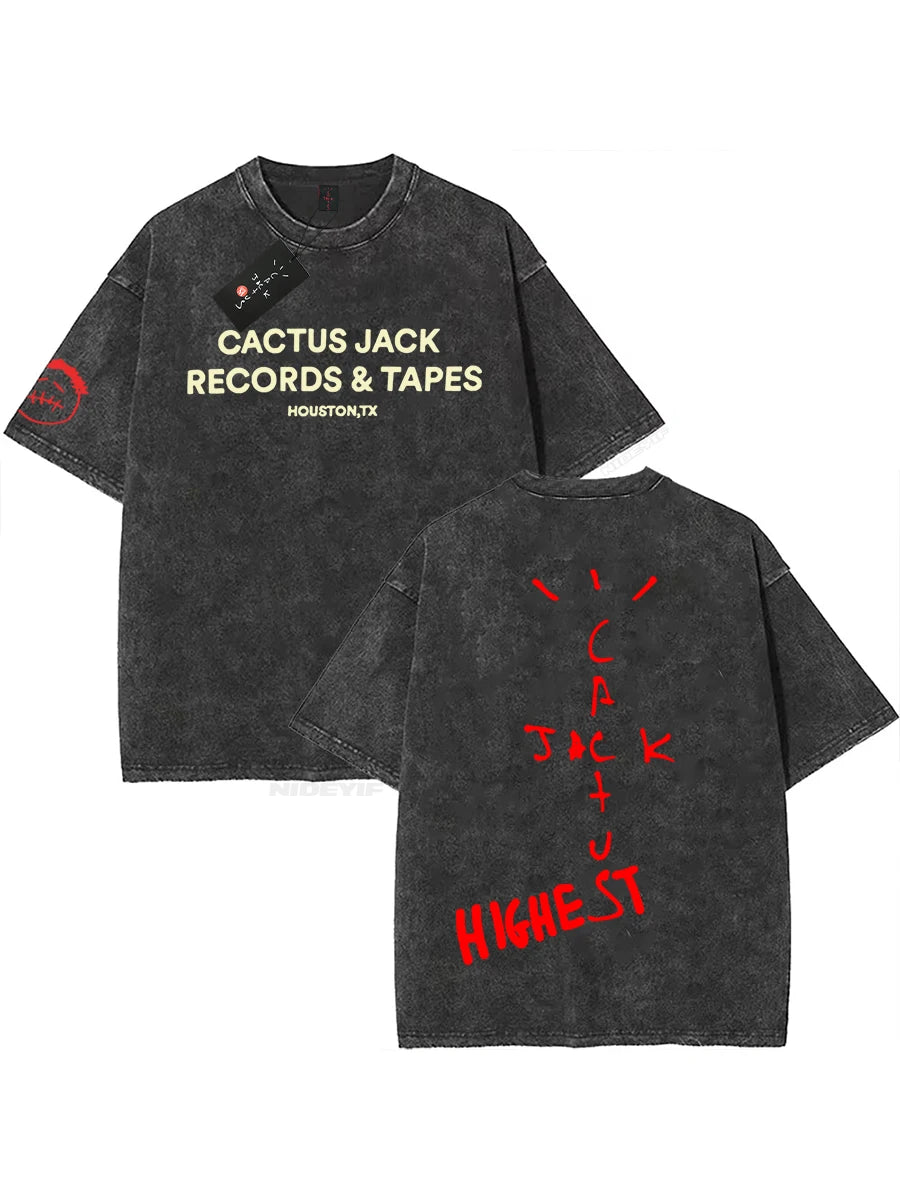 Oversized Cotton T-Shirt, Washed Streetwear Graphic Tee