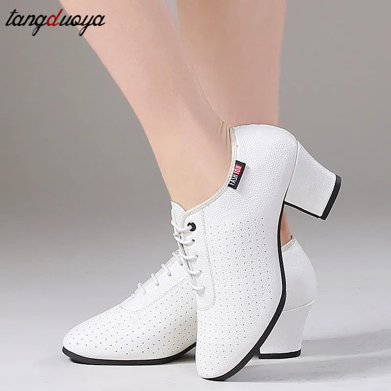 Women's Latin & Ballroom Dance Shoes 5.5cm Heel – Lace-Up, Indoor & Outdoor Sole, 6 Colours