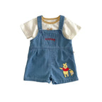 Kids 2-Piece Summer Set, T-Shirt and Denim Strap Shorts