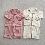 Kids Cotton Pajama Set, 2-Piece Button-Up Shirt and Trousers