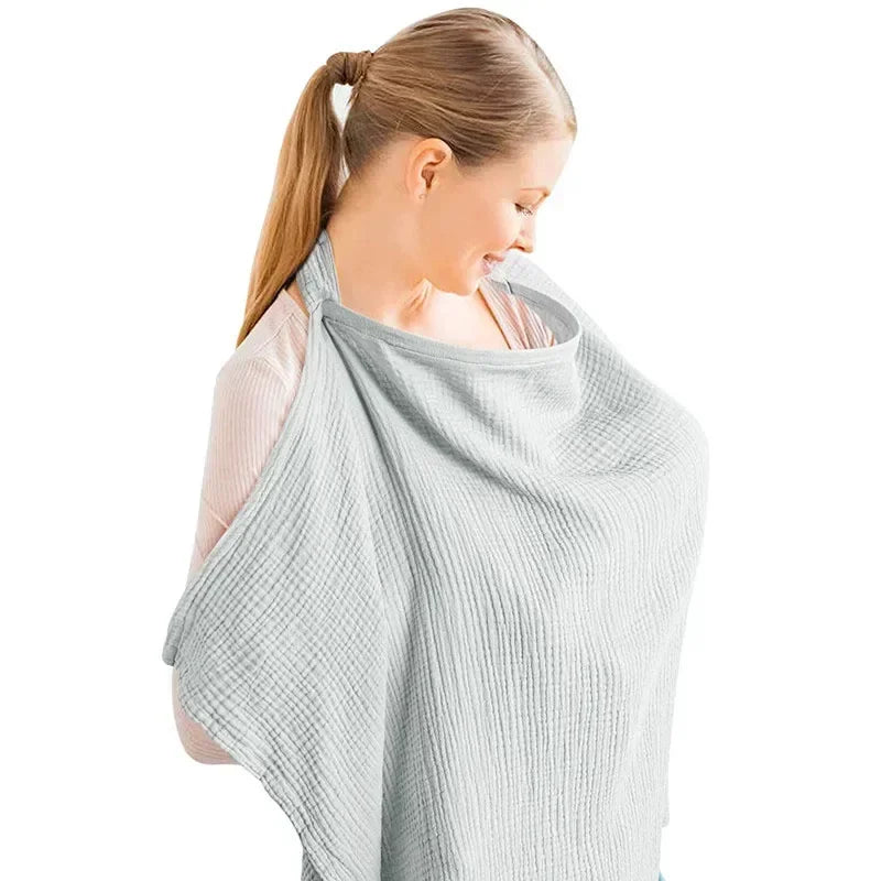 Nursing Cover Breathable Cotton Muslin, Breastfeeding Privacy Apron