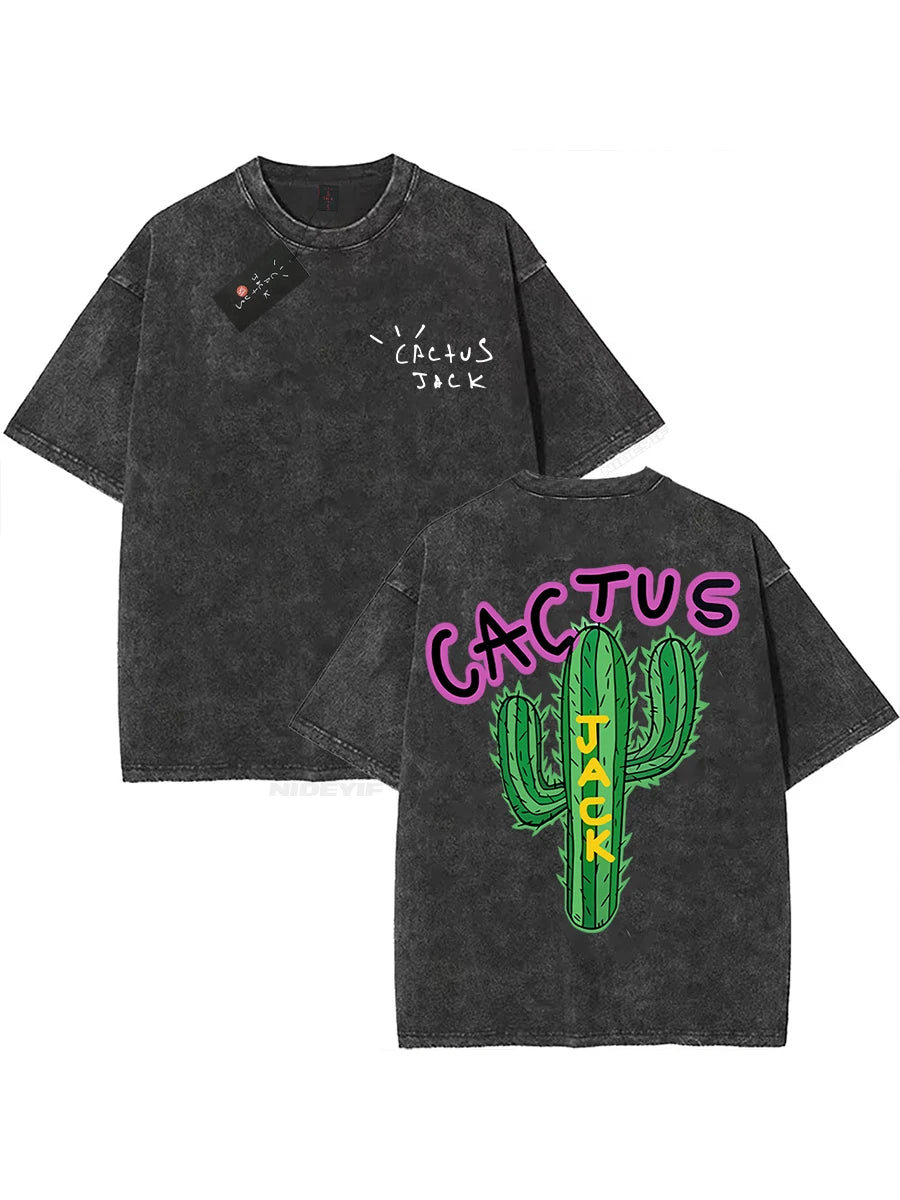 Oversized Cotton T-Shirt, Washed Streetwear Graphic Tee