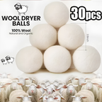 Reusable wool dryer balls, natural fabric softener alternative