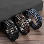 Vintage braided leather bracelet with magnetic clasp - photo 1