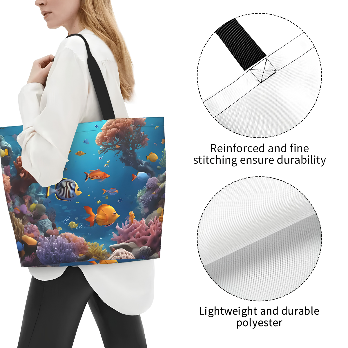 Coral reef print canvas tote bag - photo 2