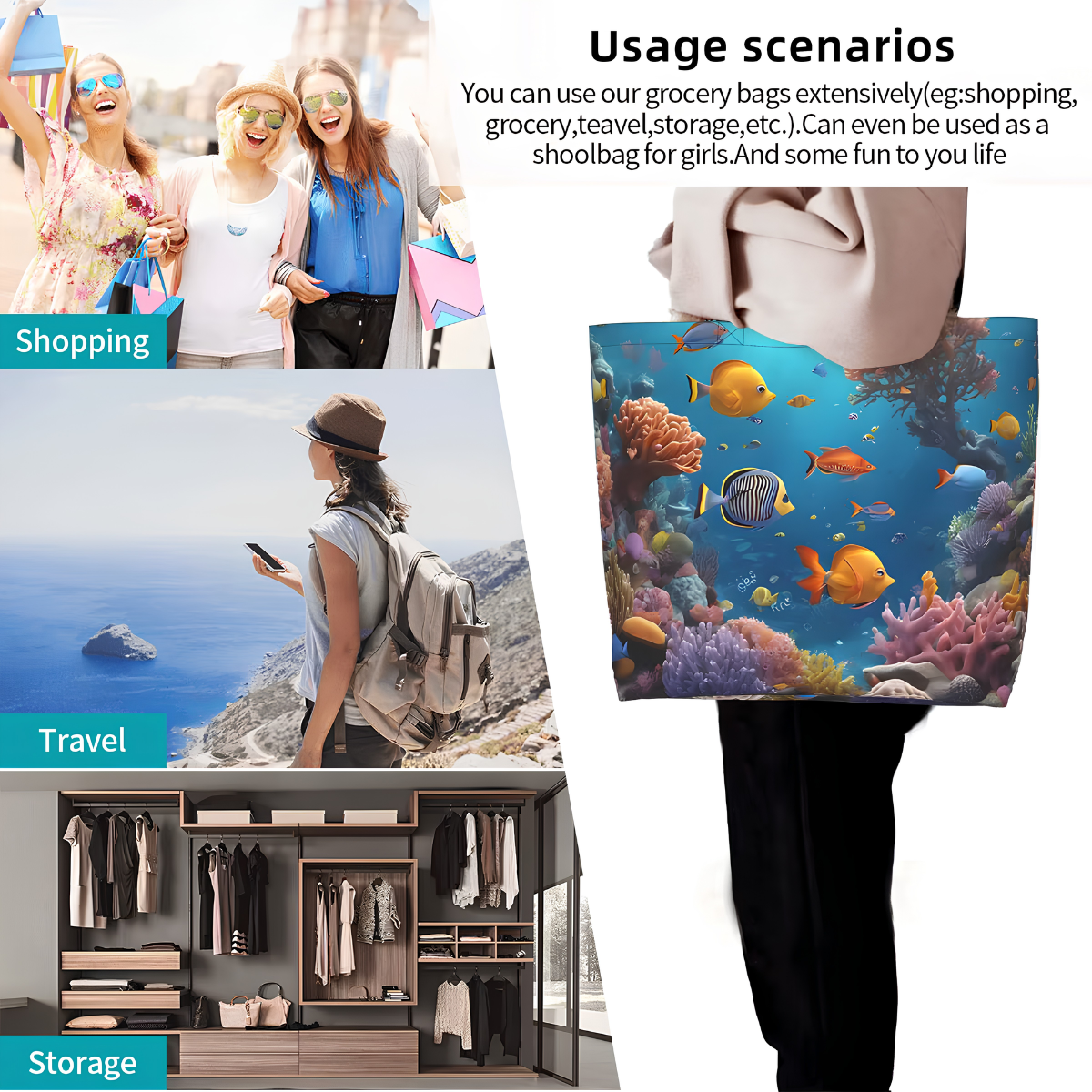 Coral reef print canvas tote bag - photo 3