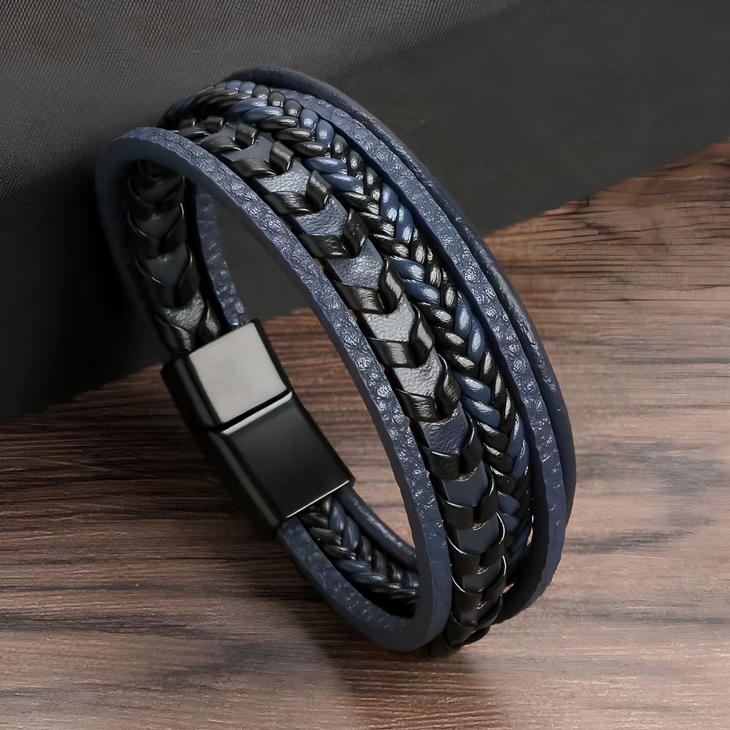 Vintage braided leather bracelet with magnetic clasp - photo 4
