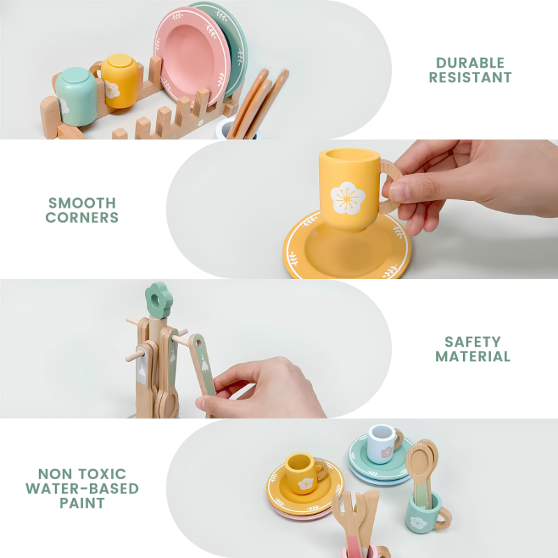Wooden Montessori breakfast play kitchen set - photo 4