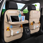 PU leather car back seat organiser with fold-out table tray - photo 6