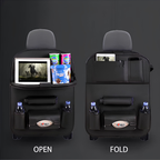 PU leather car back seat organiser with fold-out table tray - photo 4