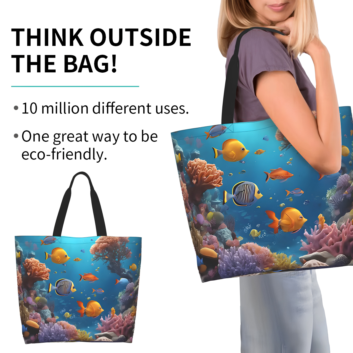 Coral reef print canvas tote bag - photo 1
