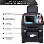 PU leather car back seat organiser with fold-out table tray - photo 3